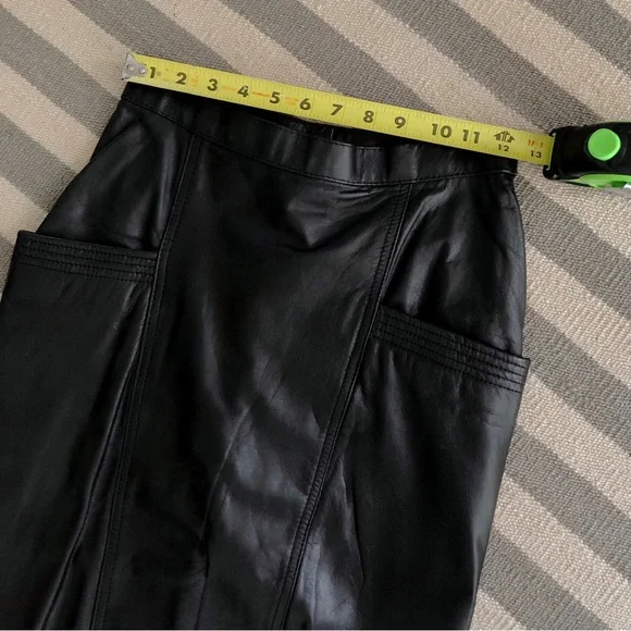 vintage (avanti) 1980’s - 100% genuine leather black midi skirt - Picture 6 of 8